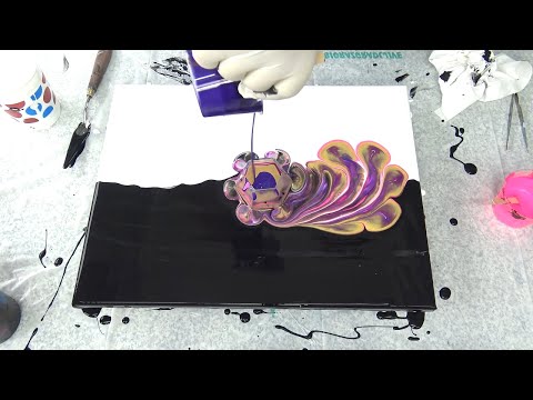 (502) Flower shaped OPEN CUP technique ~ Colour split acrylic pour ~ Traveling open cup pour