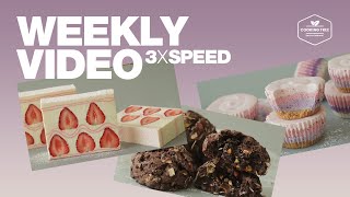 #37 일주일 영상 3배속으로 몰아보기 (초코칩 쿠키, 딸기 크레이프 케이크, 노오븐 베리 미니 치즈케이크) : 3x Speed Weekly Video | Cooking tree