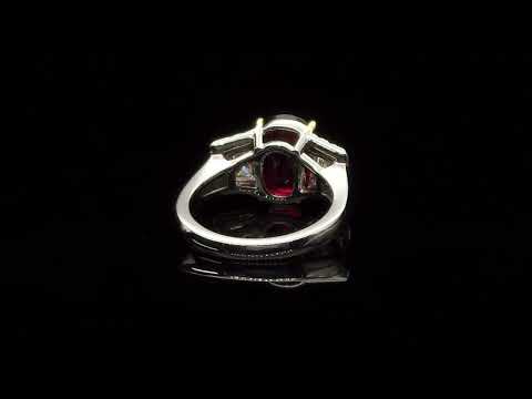 Natural Unheated Madagascar Ruby 4.10 cts Platinum Ring with Diamonds I GIA & GRS Reports I SKU 4428