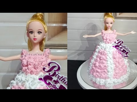 Barbie cake||ബാർബി കേക്ക് ||white forest cake|| vanilla cake|| No oven cake