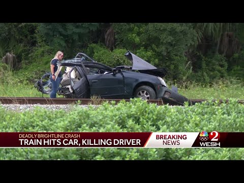 Car split in half, driver killed in crash involving Brightline train in Central Florida