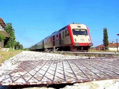 OSE IC 90 AEG DMU leaving R.S. Rodopolis / Kilkis - 26.04.2016