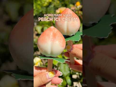 Making the Viral Peach Ice Cream 🍑 at Home 🤯 #peach #icecream #viralfood