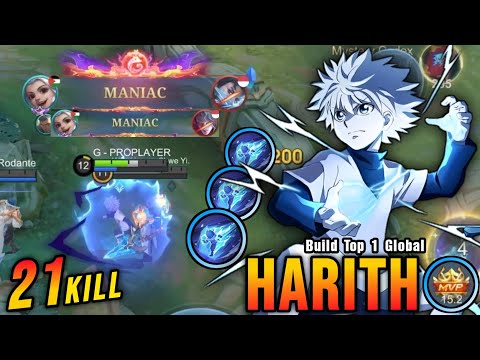 21 Kills + 2x MANIAC!! Harith Killua Late Game Monster!! - Build Top 1 Global Harith ~ MLBB