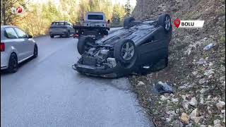 Yedigöller’de Gizli Buzlanma Otomobili Tepetaklak Yaptı 2 Yaralı