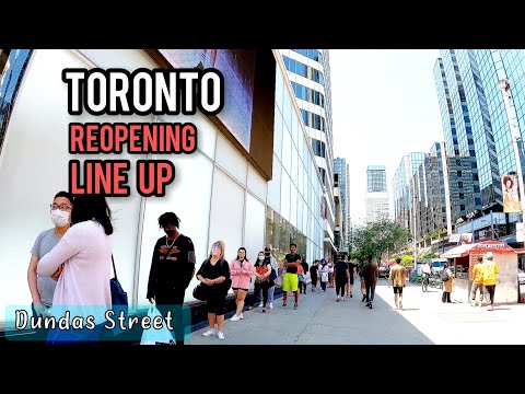 Toronto Reopening and line up Downtown June 11, 2021 Canada