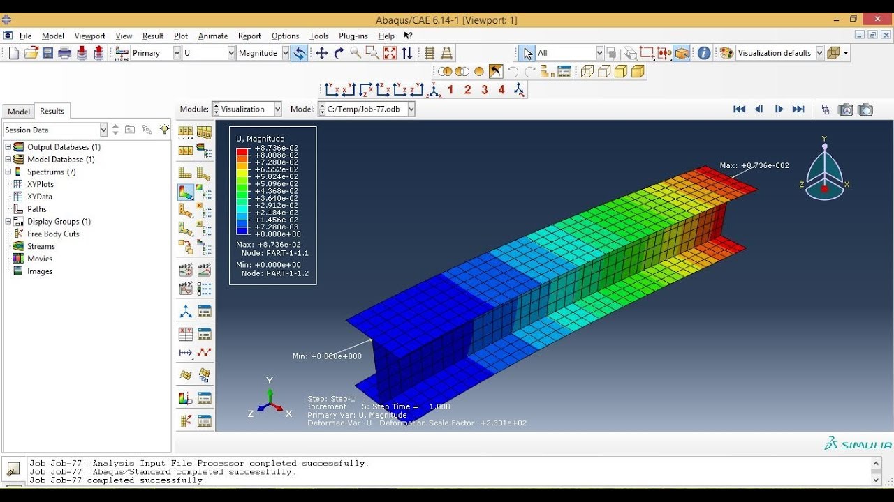 Abaqus Tutorial Videos - How To analysis 3D shell Cantilever Beam  in Abaqus
