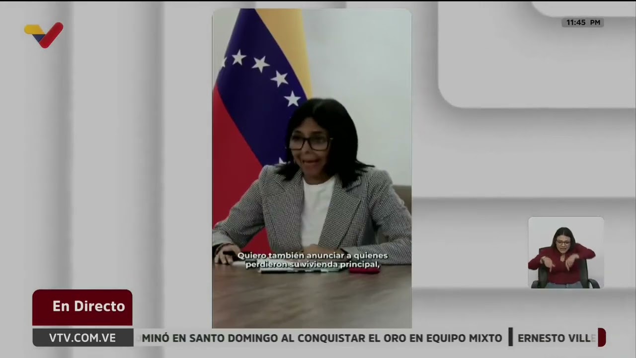 Delcy Rodríguez sobre propiedad de apartamentos destruidos por terremoto, y créditos para viviendas