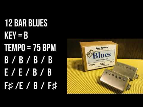 Blues Backing Track For Guitar Players -12 Bar Blues, Key B 75bpm, Drum & Bass Only No Guitar