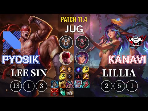 DRX Pyosik Lee Sin vs JDG Kanavi Lillia Jungle - KR Patch 11.4