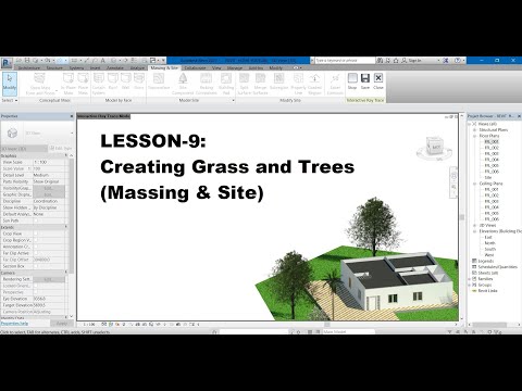 Lesson 9: Massing and site - Create Grass and place Trees || Revit Architecture