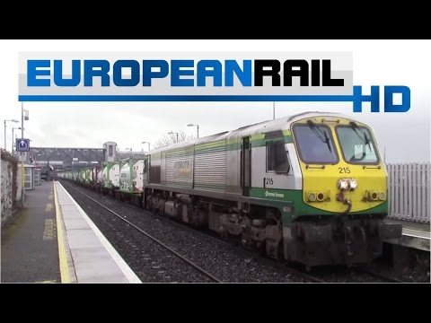 Irish Rail 201 loco 215 + IWT passes Drumcondra (Dublin Port to Ballina)