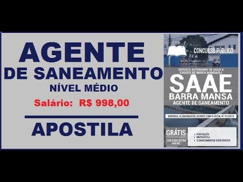 Apostila Concurso SAAE de Barra Mansa RJ 2019 Cargo Agente de Saneamento