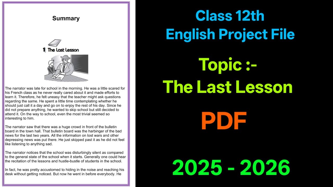 The Last Lesson | Class 12 English Project File 2025-26 (With PDF)