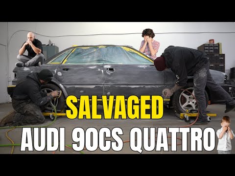 Dieser geborgene Audi 90CS Quattro musste an JEDER Karosseriestelle repariert werden.