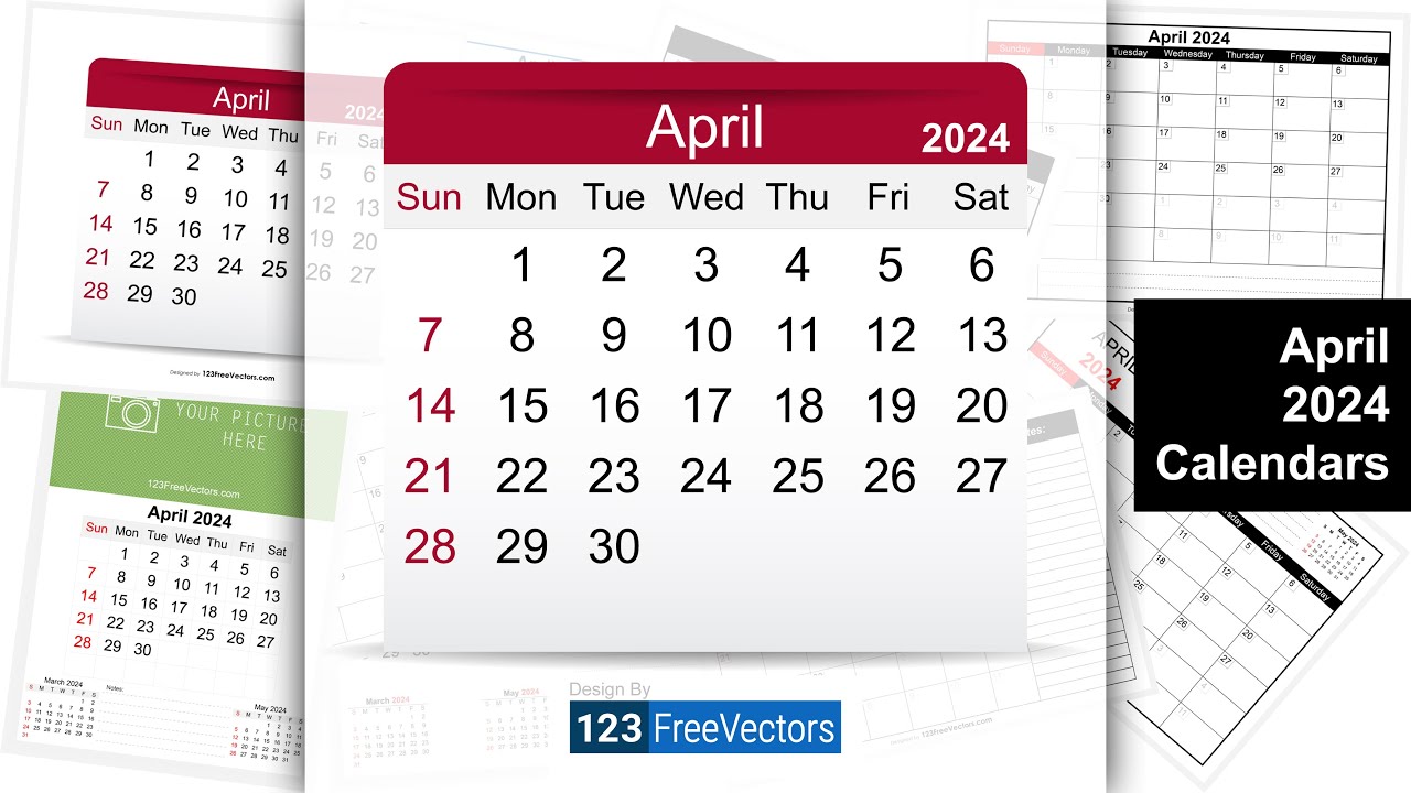 April 2024 Calendar | 123FreeVectors