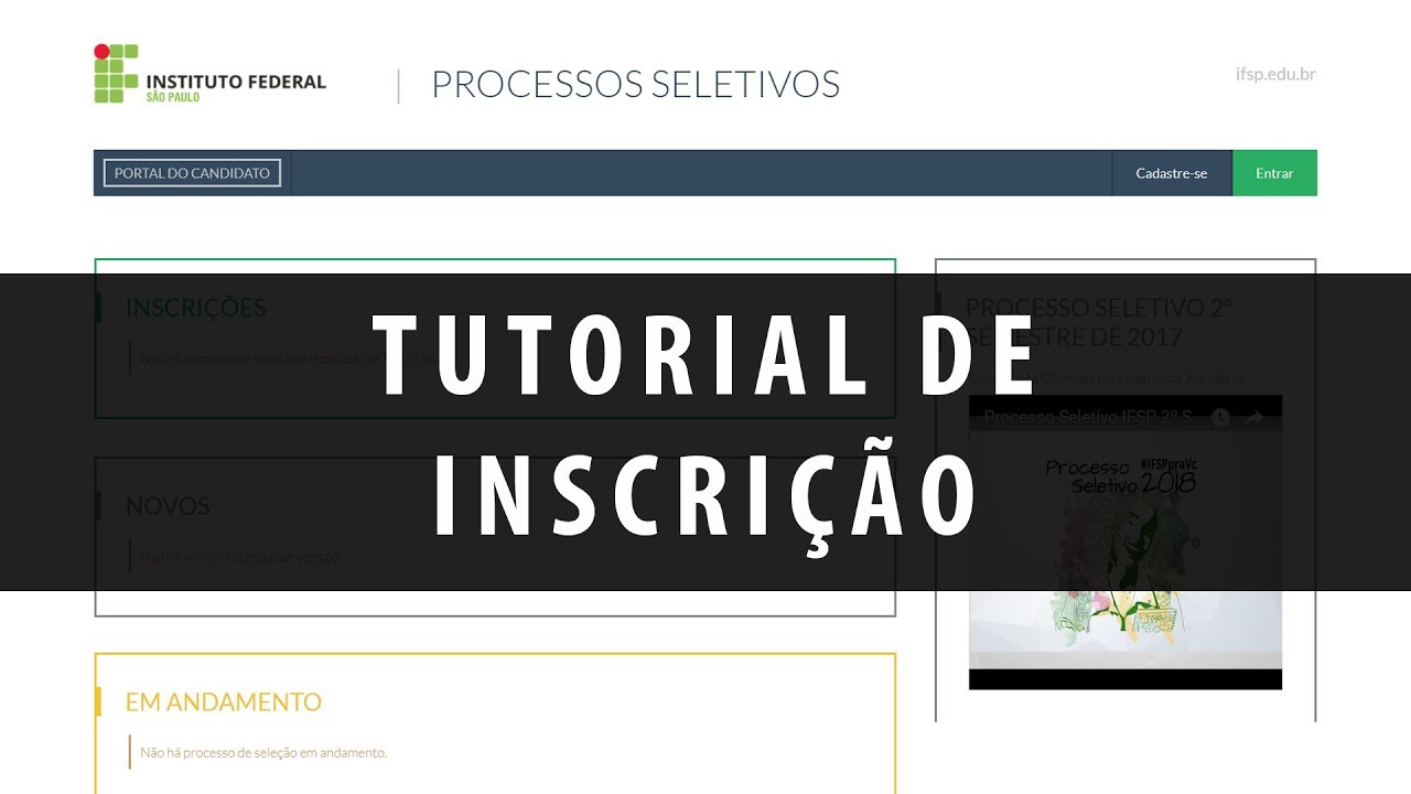 IFSP - Processo Seletivo | Tutorial de Inscrição