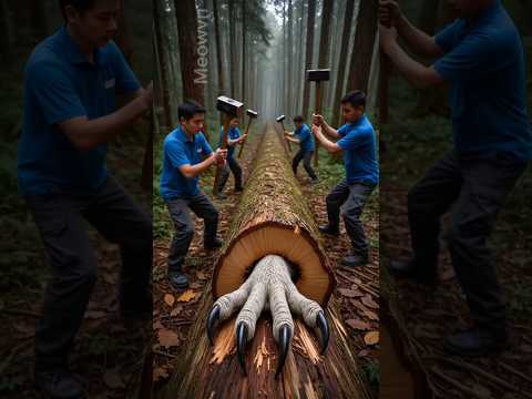 rescue owl from giant log #animals #funny #shorts