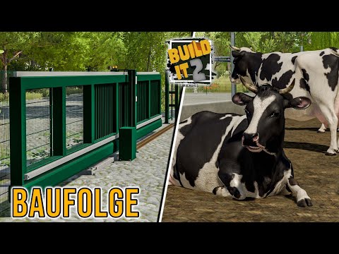 LS22 Build It 2 Hofbau #14 - Der KUHSTALL wird fertig! Neue Tore und viel Grün - Farming Simulator