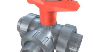 Кран шаровой ПВХ трехходовой  Georg Fischer - English