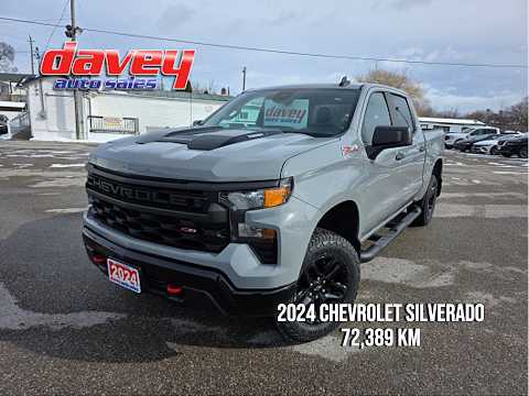 2024 Chevrolet Silverado 1500 Crew Cab Short Box 4-Wheel Drive Custom Trail Boss in Gray for sale at Davey Auto Sales Oshawa South in Oshawa, ON