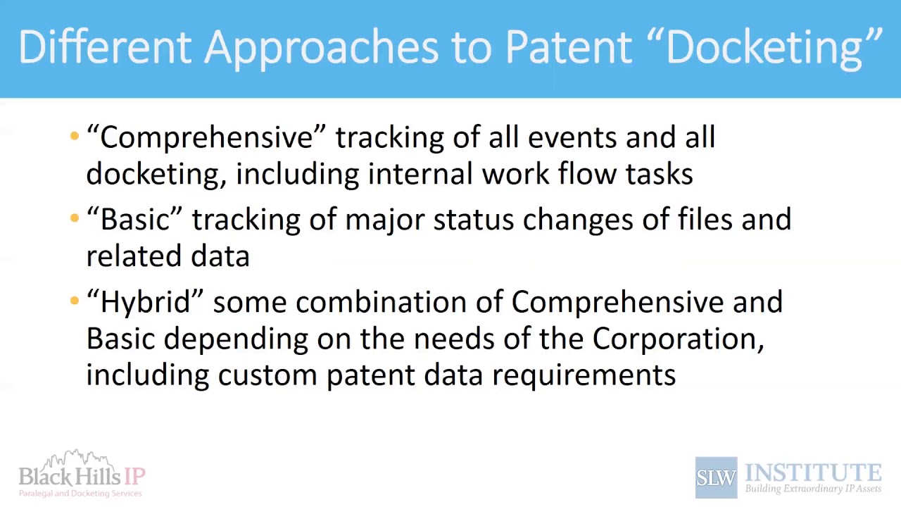 Docketing Excellence™ Webinar #04:  Best Practices for Docketing Corporate Outsourced Prosecution