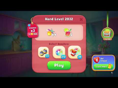 Gardenscapes 2032 Hard Level - 23 moves - NO BooSTERS