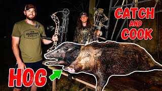 Bowhunting WILD Pigs!!! (Catch and Cook)