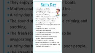 Essay on Rainy Day#essay #easytolearnandwrite #youtubeshorts #shorts #rain #raindays #viral#english