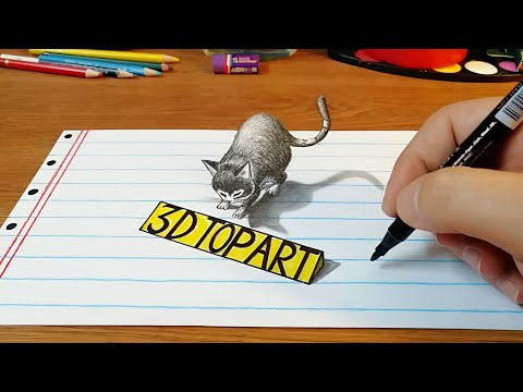 😻 How to Draw a 3D Cat on paper | Easy Drawing of a Cat | How to Draw 3D Art on Paper