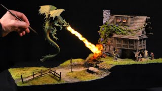 Making an EPIC Dragon Attack Diorama with D&D Minis