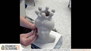 Teste di moro in ceramica di caltagirone - Lavorazione a mano