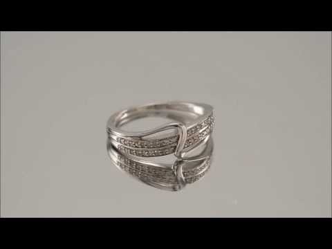 9ct White Gold 15pt Diamond Triple Row Swirl Ring - D6321