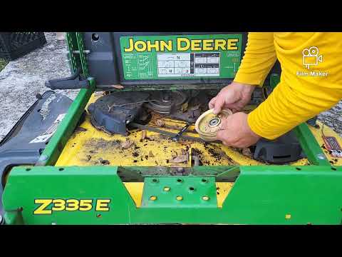 $1 John Deere Z335e / Deck Pulley Replacement & Blade Belt Install ( NO TOOLS REQUIRED)