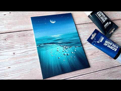 underwater aesthetic seascape painting / easy acrylic painting ideas for beginners