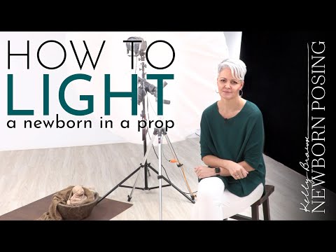 How to light a newborn in a prop with strobe lighting