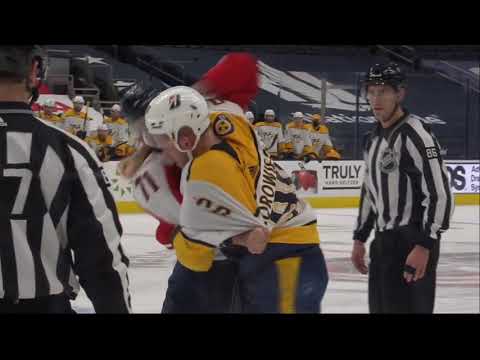 Mark Borowiecki VS Nick Foligno Fight Nashville Predators at Colombus Blue Jackets