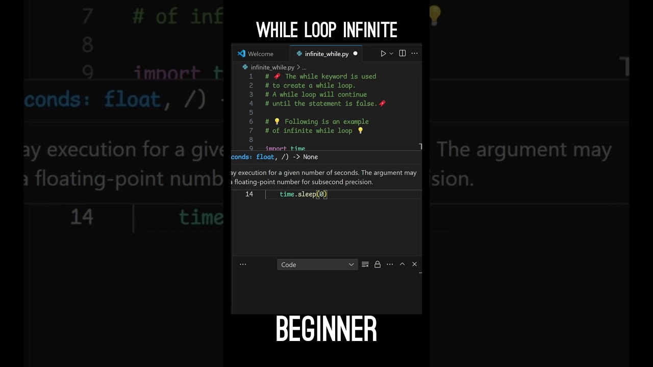 Python Tutorial - infinite while loop using built-in while() statement. #python #tutorial  #beginner