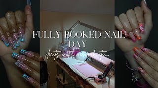 Day In The Life Of A 19 y/o Nail Tech Fully Booked| clients, watch me work, etc…|