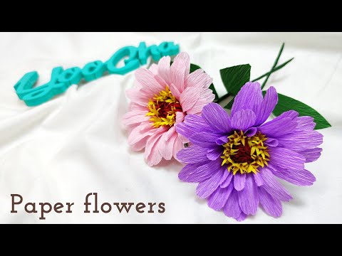 How to make zinnia flowers with paper crepe easy/DIY paper flower/real sound