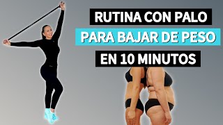 Rutina con palo para BAJAR DE PESO rápido | adelgaza fácil sin saltos | apta para principiantes