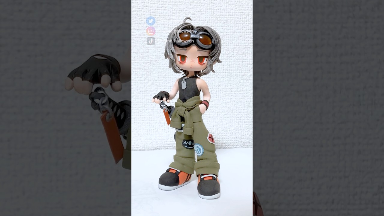 粘土と糸で｢刀×ツナギ男子｣作ってみた⚔️⚠️ #clay #figure