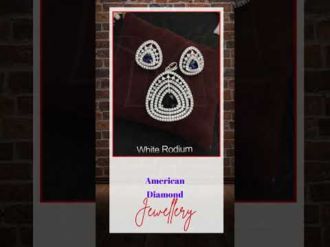 American diamond jewelry white rodium polish party wear amer...