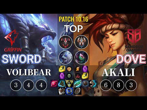 GRF Sword Volibear vs SB Dove Akali Top - KR Patch 10.16