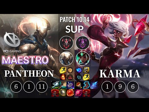 VG Maestro Pantheon vs Karma Sup - KR Patch 10.14