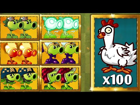All Duo Plant Use 5 Power Up VS 100 Chicken Zombies || Who Will Win || Plant VS Zombies 2