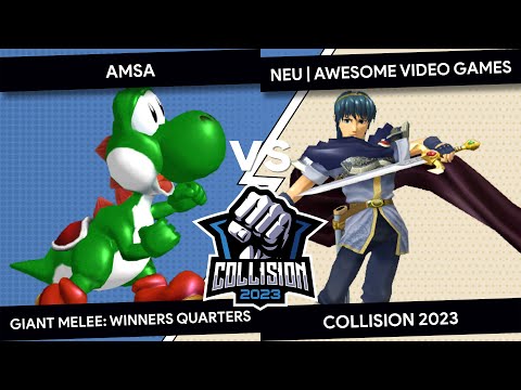 Collision 2023 Giant Melee - Amsa (Yoshi/Roy) Vs Awesome Video Games (Marth) - Pools - W. Quarters