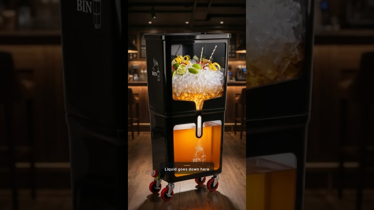 A tray of returned drinks being poured into a Beverage Bin