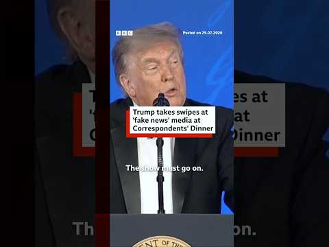Trump takes swipes at 'fake news' media at Correspondents' Dinner. #BBCNews