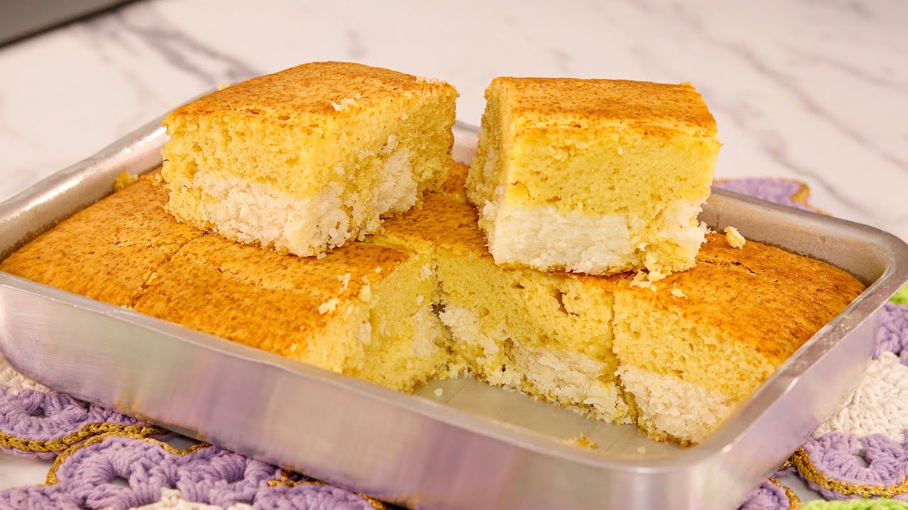 impossible to eat just 1 piece | cornmeal cake with coconut that comes out of the oven already st...